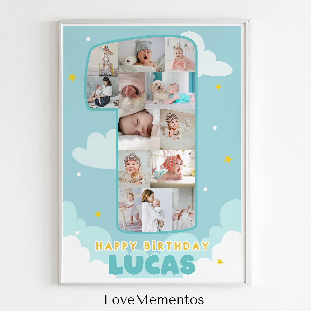 1 Year Old Birthday Boy Collage - LoveMementos