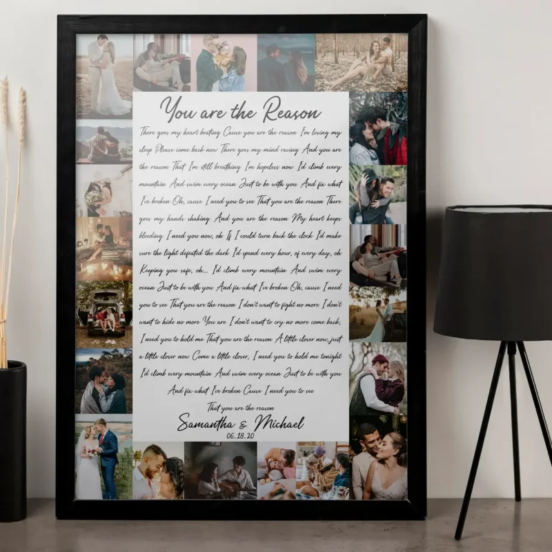 Custom Photo Collage with Song Lyrics Art