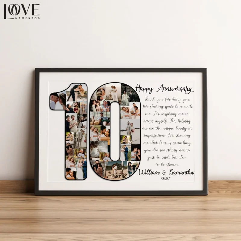 10th Wedding Anniversary Picture Gift for Husband and Wife