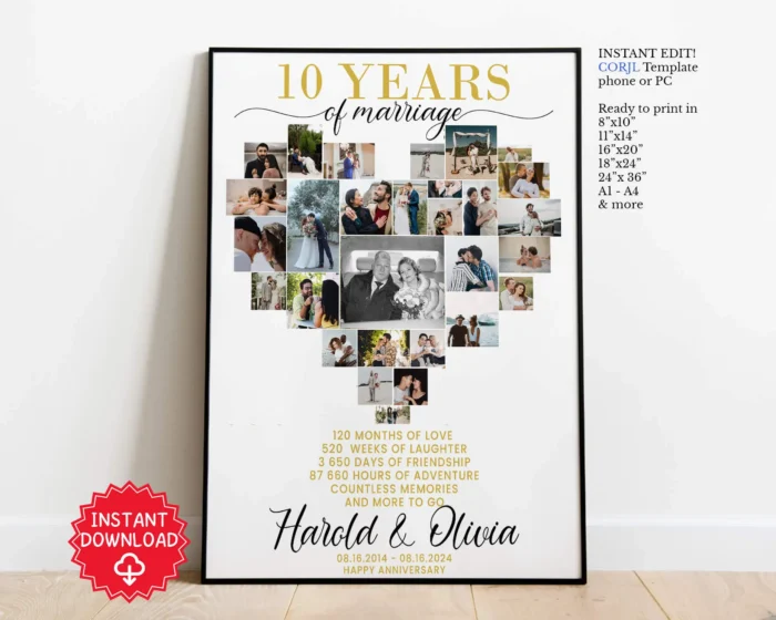 10th anniversary gift template