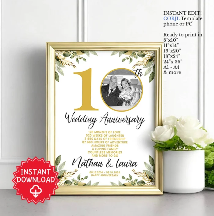 10th wedding anniversary gift for husband
