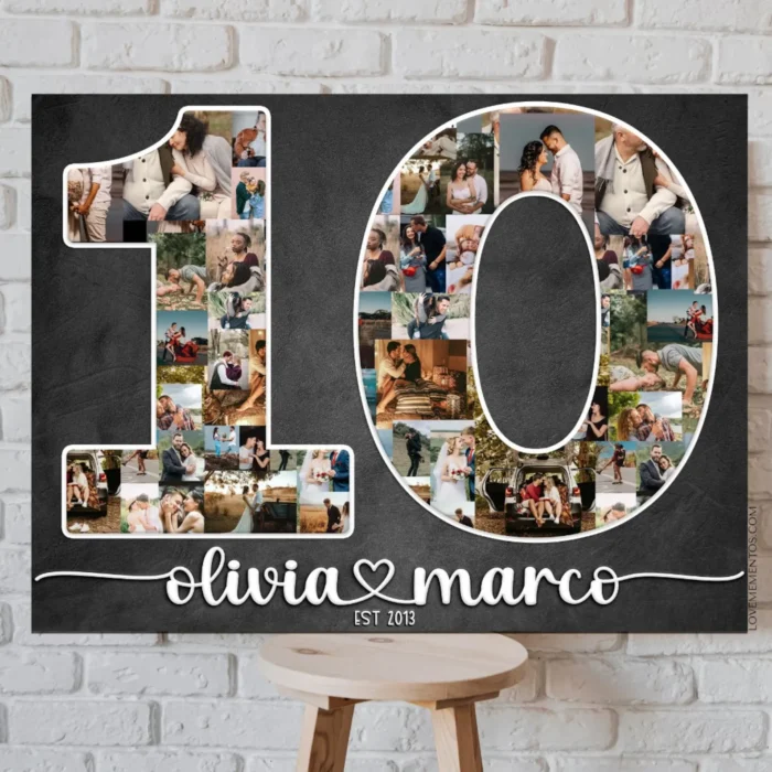10th wedding anniversary photo collage gift