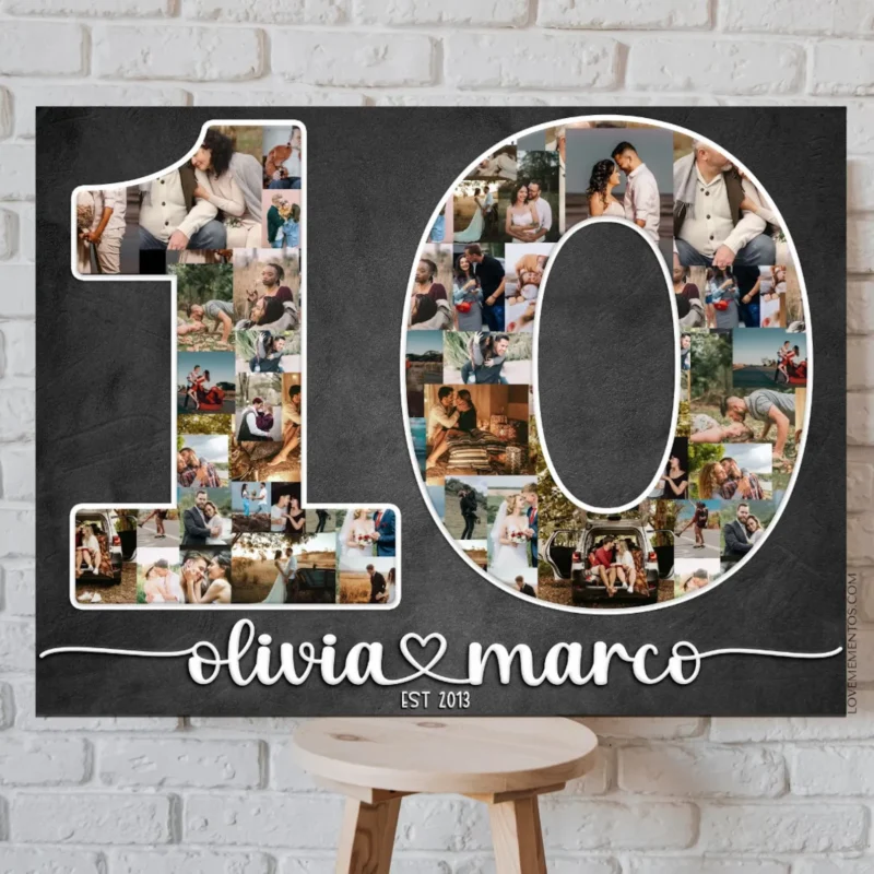 10th wedding anniversary photo collage gift