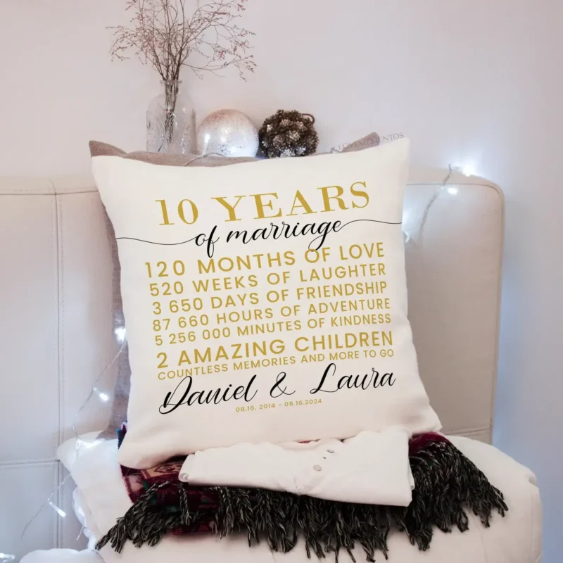 custom 10th anniversary pillow gift for husband